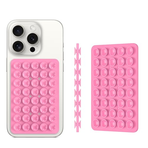 Double Sided Silicone Suction Phone Holder Mount, Silicon Accessory for iPhone and Android, Hands-Free Mirror Shower Phone Holder, TikTok Videos and Selfies (Combo A) - color: Combo A