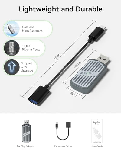 Wireless CarPlay Adapter 2026, 2-in-1 USB & USB-C CarPlay Dongle Wireless for iPhone & Android Auto, Convert Wired to Wireless, Bluetooth Auto-Connect in 5s, Plug & Play, No Latency, Fits 800+ Cars