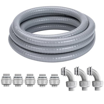 1-1/4 Inch 25 FT Liquid-Tight Conduit and Connector Kit - style: 1-1/4 inch-25FT