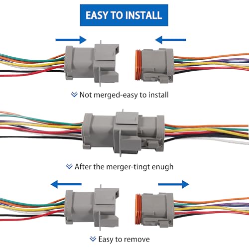 2Set Deutsch DT 8 Pin Waterproof Connector Kit DT Automotive Electrical Connector 8 Way Male Female Plug Wiring Harness with 16 AWG Cable Wire for Car Truck Boats - color: 2Sets 8Pin