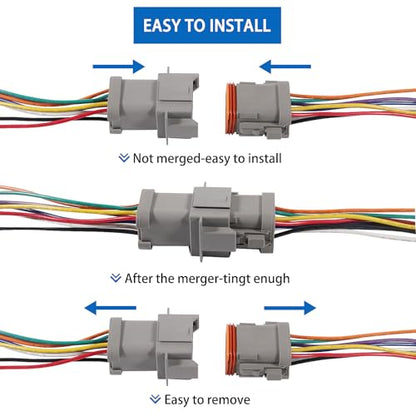 2Set Deutsch DT 8 Pin Waterproof Connector Kit DT Automotive Electrical Connector 8 Way Male Female Plug Wiring Harness with 16 AWG Cable Wire for Car Truck Boats - color: 2Sets 8Pin