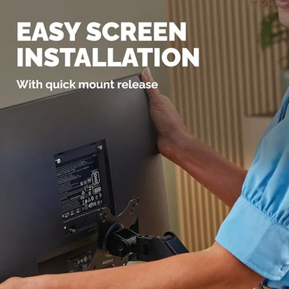 Fellowes Everyday Plus Single Gas Spring Monitor Arm Supports up to 32" Screens Weighing 4.4-19.84 lbs, Height Adjusting, Tilt, Swivel, Rotate, VESA 75/100, Clamp or Grommet Mount, Cable Management - style: Everyday Plus Single Arm