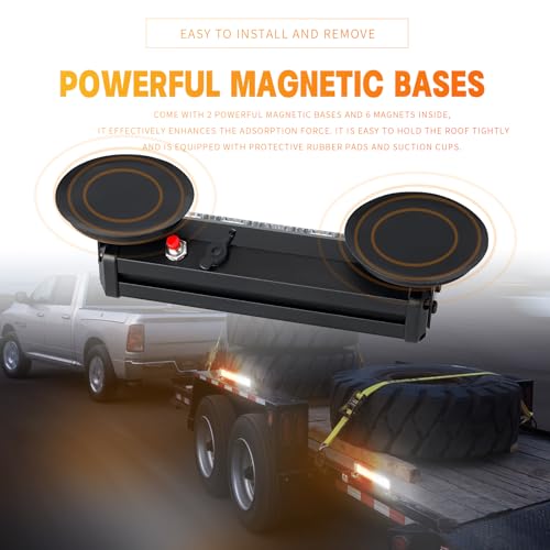 Amber Magnetic Wireless Flashing Strobe Light for Vehicles Trucks Car, Battery Operated Rechargeable LED Safety Beacon Lights, Mini Portable Emergency Warning Light Bar (2-Pcs, 2×8in) - color: 2pcs Amber/Amber