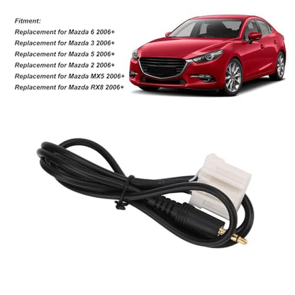 Aramox Car Aux Audio Cable, 1m Long AUX Audio Input Adapter 3.5mm Clear Sound Black Replacement for 2 3 5 6 MX5 RX8 Music Player