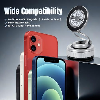 Magnetic Vacuum Car Phone Holder 360° Adjustable Foldable - color: Silver, size: GY-X25