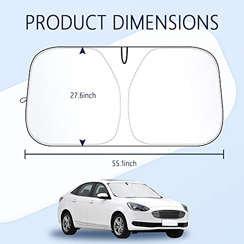 300T Thickened Automotive Glass Sunshade and Comes with Storage Bag,Keep Car Interior Cool,Windshield Sun Shade Fit for Small Cars (M: 55.12 * 27.6 inch) - color: M(55.12 * 27.6 inch)