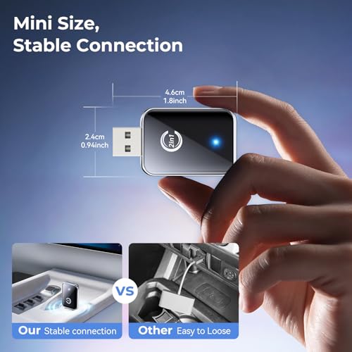 CZOCPOS Wireless Carplay Adapter for iPhone, 2 in 1 Plug and Play Mini CarPlay and Android Auto Adapter for iOS 10 Android 11 and Above, Convert Wired Car Play to Wireless (Black) - color: Black
