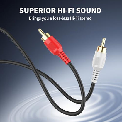 RCA Cable 30ft,2RCA M/M Stereo Audio Cable [24K Gold Plated | Copper Core] 2RCA Male to 2RCA Male.for Home Theater, HDTV, Amplifiers, Hi-Fi Systems,Speakers - size: 30ft