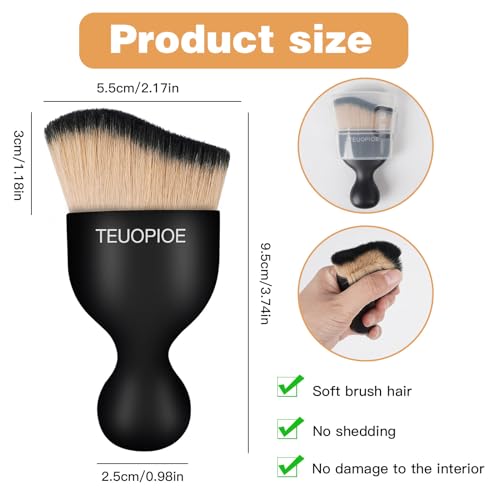 Car Detailing Brush for Interior Dusting and Air Vents,BK Brown - color: Brown Black