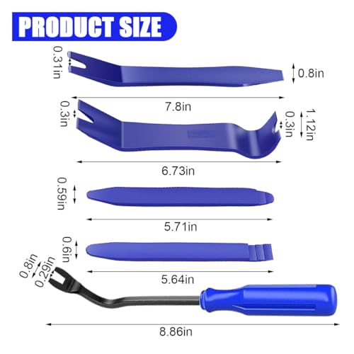 JOYCOURT 5PCS Auto Clip Pliers Set and Fastener Remover, No Scratch Automotive Door Panel Removal Tool, Car Trim Rivet Pry Tool Repair Kit for Vehicle Dash Audio Radio Installer - color: Blue