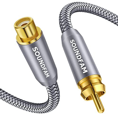 RCA Extension Cable,Subwoofer Cable Male to Female Gold-Plated for Home Theater, TV, Amplifier, Speaker etc-Grey(16ft/5M) - size: 16ft/5M, style: Subwoofer M/F