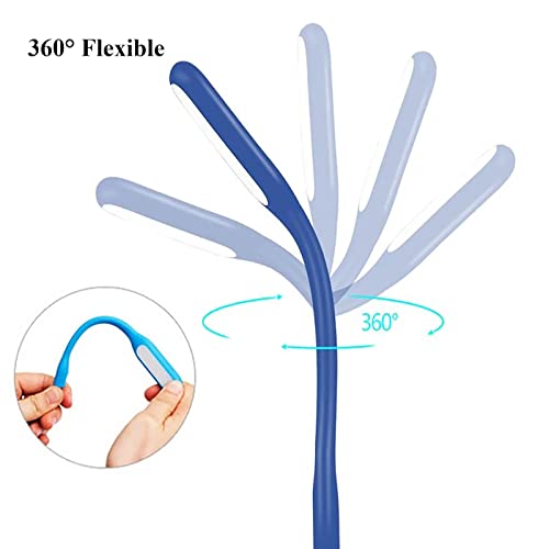 Mini Flexible Light, Portable USB Led Reading Night Lamp for PC Laptop Computer Notebook Power Bank - 2 Pack (Blue) - color: Blue