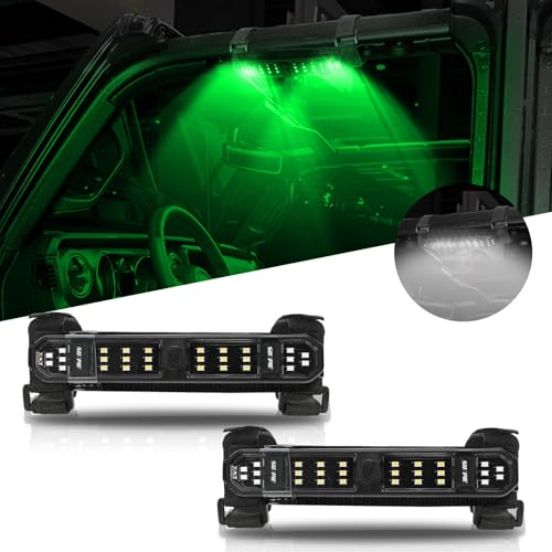 SUNPIE UTV Roll Bar Dome Light w/Battery Power,White and Green, 2Packs - color: 2 PCs of White and Green
