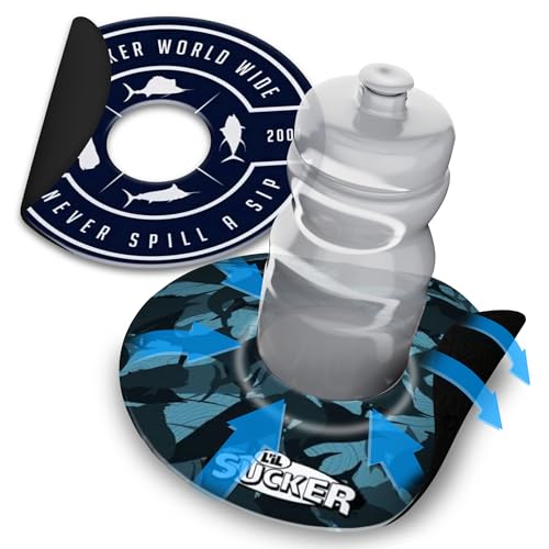 Lil Sucker Suction Cup Holder – Universal Drink Holder for Paddle Board, Kayak, ATV & Boat – Clip-On Coffee, Anti-Spill - Fish Themed Pack of 2 - color: Fish Themed