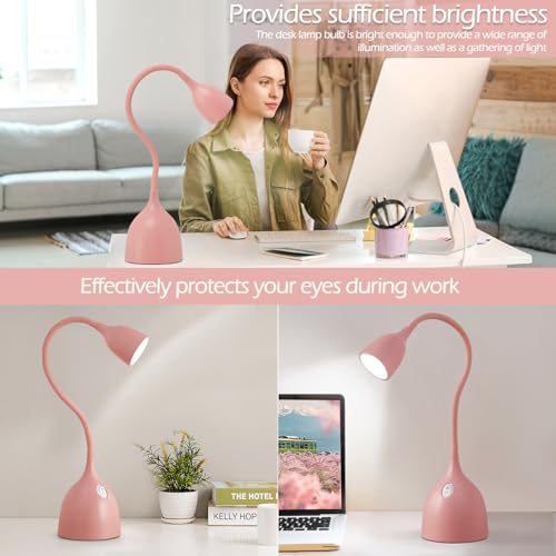 EJIAXIN Desk Lamp for College Dorm Room - LED Reading Light, Pink - color: Pink