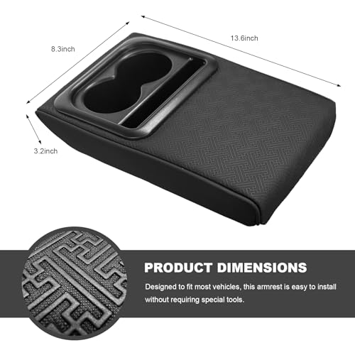 Sun Walker Car Middle Console Cover with Cup Holder, 3.1" Height-Lifts Comfortable Leather Armrest Pad for Long Driving, Scratch-Resistant Center Console Cushion for SUV Truck Sedan (Style A) - color: Style A
