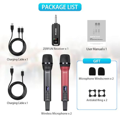 Dual Rechargeable Wireless Microphones, Grey&Red - color: Grey & Red, style: 2 Mics