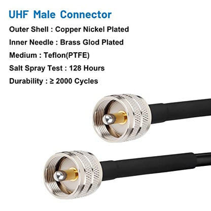 MOOKEERF RG8x Coaxial Cable 35ft,CB Coax Cable 50 Ohm,UHF PL259 Male to Male Low Loss CB Antenna Extension for HAM Radio,VHF Radio,SWR Meter,Dummy Load,Antenna Analyzer - size: 35FT