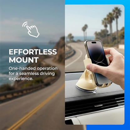 Zpana Car Phone Holder, 360° Adjustable Suction Cup Hands-Free Vehicle Windshield Dashboard Cell Phone Mount, Automotive Interior Smartphone Stand, Universal for SUV RV Truck (Beige) - color: Beige