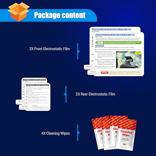 ROVE Windshield Electrostatic Films, 2 Front and 2 Rear, for R2-4K Dual - color: Electro Film (Front & Rear) - 2x