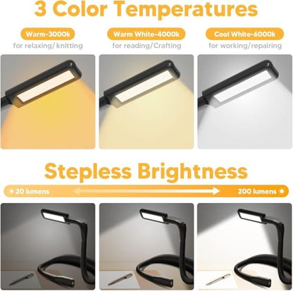 Neck Light with Storage Case, 3 Color Dimmable Reading Light - color: Black Light with Storage Case