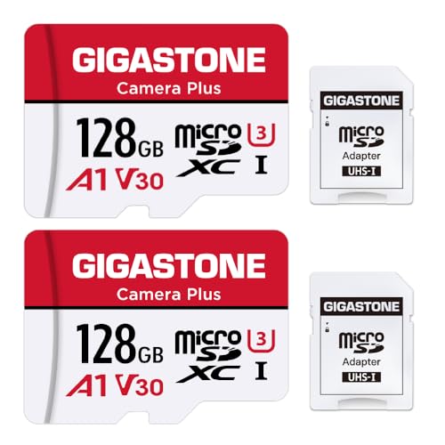 GIGASTONE 128GB Micro SD Card 2-Pack, Camera Plus, Compatible with GoPro, Security Camera, Dash Cam, Speed up to 100MB/s, 4K Video Recording, Micro SDXC UHS-I A1 V30 U3 Class 10 - color: 128GB Camera Plus 2-Pack