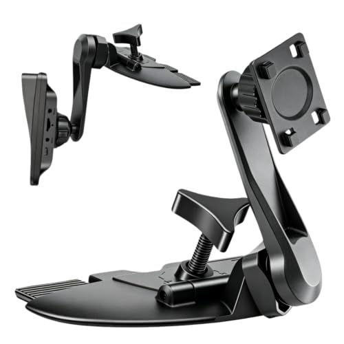 Extended Arm CD Slot Mount for CarPlay Screen Adjustable 360° Rotating Universal Head Compatible with in-Car Monitors CD Slot CarPlay Mount for 7" 9" 10.26" Portable Car Stereo Cd Bracket