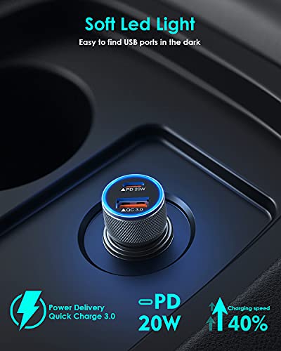 iPhone Car Charger,USB C Fast Car Charger[Apple MFi Certified] Apple Car Charging 38W Dual Port CarCharger Cigarette Lighter Adapter 2x3ft PD&QC 3.0 Lightning Cable for iPhone 14/13/12 Pro/11/Airpods - color: Grey