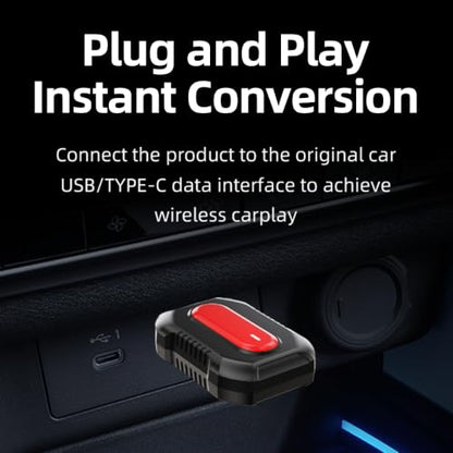 Wireless CarPlay Adapter for Apple iPhone & Android Auto, 2-in-1 Fast & Stable Mini CarPlay Adapter Convert Wired to Wireless,Plug & Play, BT 5.4, 2.4G/5G WiFi
