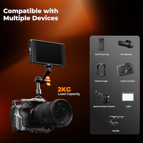 K&F CONCEPT 6" Magic Arm Clamp with Super Clamp 360° Ballhead Mini Arm - size: 6 Inch with Clamp