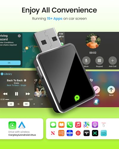 Kello Wireless CarPlay Adapter for Apple Carplay& Android Auto,Convert Wired to Wireless with One Click Multi Device Switch, Fast Auto Connection, Support iOS 10+/Android 11+, OTA Upgrade