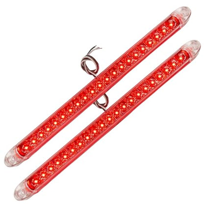 2PC Red 17" 46 LED Light Bar Stop Turn Tail Third 3rd Brake Light Trailer Center Light Bar Car Truck Cargo Trailer Toy Hauler Tail Super Bright Surface Mount IP67 Waterproof (Clear Lens) - color: 2x Red (Clear Lens)