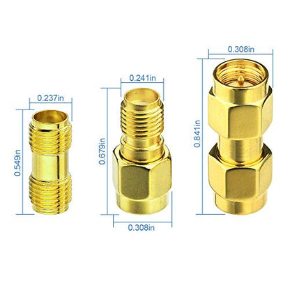 Superbat RF coaxial SMA Male to SMA Female Bulkhead RG174 15ft Cable + 3pcs RF Coax SMA Adapter Kit for SDR Equipment Antenna Ham Radio,3G 4G LTE Antenna,ADS-B,GPS and etc - size: 5M/16.4FT RG174