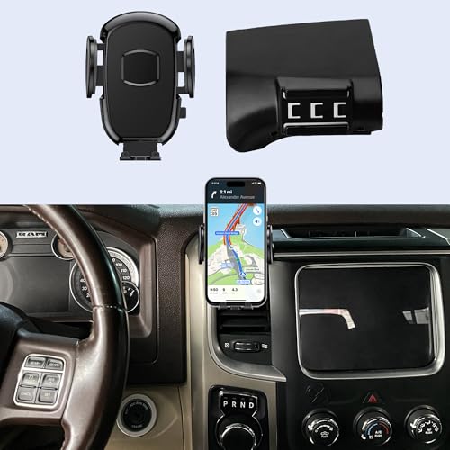 Car Phone Holder for Dodge Ram 1500 2500 3500 2013-2018, Fits iPhone Android and All Smartphones 4.7-7 Inches, Dashboard Mount, Easy Install, Black - size: Ram 1500 2500 3500 2013-2018