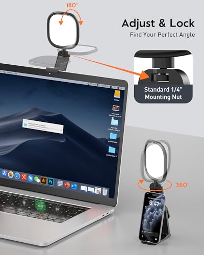 LitONES Ring Light for Laptop, Monitor, Desk, Eye-Caring Diffused LED Light - color: Black 1 Pack