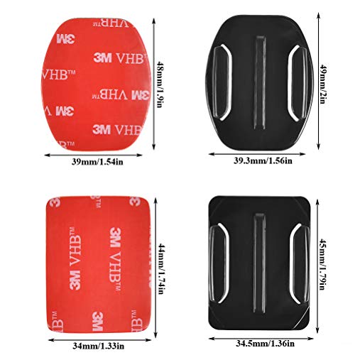 18 Pcs Adhesive Mounts for GoPro Cameras, 9 Pcs Curved Mounts & 9 Pcs Flat Mounts with Sticky Pads, Tape Mount to Your Helmet, Bike, Board, Car