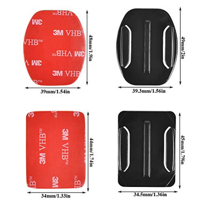 18 Pcs Adhesive Mounts for GoPro Cameras, 9 Pcs Curved Mounts & 9 Pcs Flat Mounts with Sticky Pads, Tape Mount to Your Helmet, Bike, Board, Car