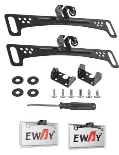 EWAY 2PCs Universal Rear Camera Bracket for License Plate, Stainless Steel - size: 2-packs