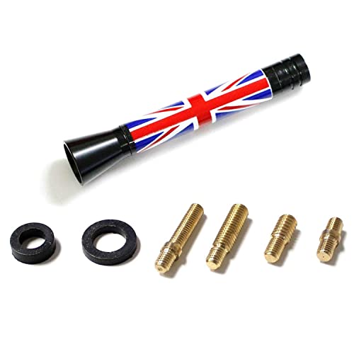 iJDMTOY 3-Inch Red Union Jack UK Flag Theme Short Antenna Compatible with MINI Cooper (All Models) & More Other Cars - color: Red/Blue Union Jack