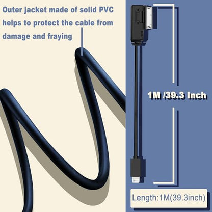 AMI MMI Aux Cable for Audi Compatible with iPhone 14/13/12