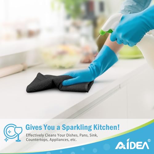 AIDEA Black Microfiber Cleaning Cloth-50PK, Cleaning Rags 12"x12" Absorbent - color: Black, size: 12in.x12in.