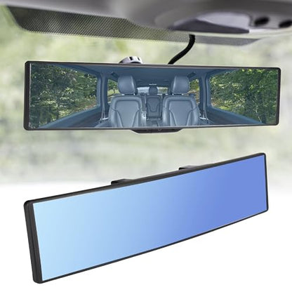 Rear View Mirror, Universal 12 Inch Wide Angle Rear View Mirror Convex - color: Blue