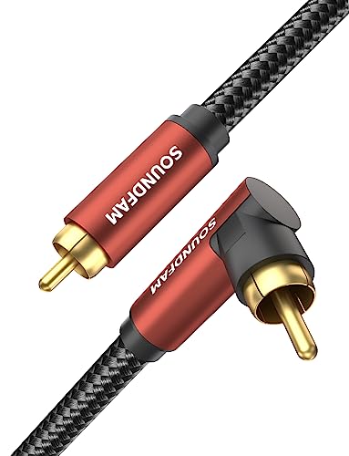 90 Degree Right Angle RCA Subwoofer Cable, Dual Shielded 24K Gold-Plated Coaxial Audio Cable for Home Theater, S/PDIF - [ 3.3ft/1M, Red, 1 x 90° RCA Plug ] - color: 1 x 90° RCA Plug, size: 3.3ft/1M