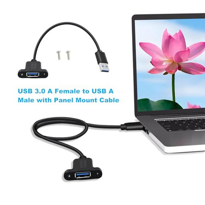 Panel Mount USB A 3.0 Extension USB Panel Mount Cable 5Gbps Data Transmit and Power Supply for Laptops PC, Car Boat Dashboard Panel (USB A, 1.5 m/ 4.9 ft) - color: USB A, size: 1.5 M/ 4.9 Ft