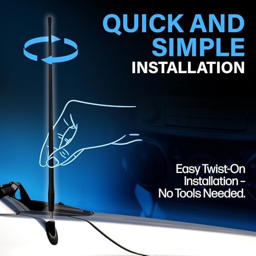 Votex Black Short Rubber 17-Inch Universal Car Antenna Kit - Durable, Flexible Outdoor FM Radio Antenna for Cars, Trucks, SUVs - Easy Installation, Stainless Steel Threads, Enhanced Reception