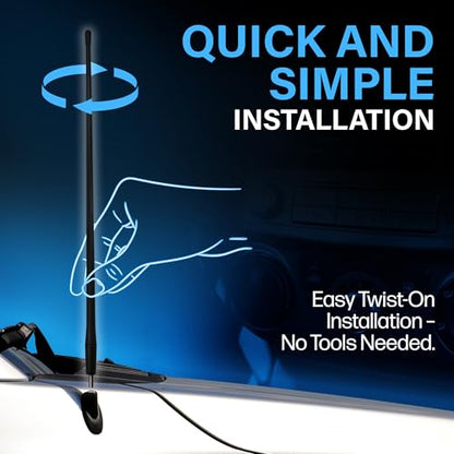 Votex Black Short Rubber 17-Inch Universal Car Antenna Kit - Durable, Flexible Outdoor FM Radio Antenna for Cars, Trucks, SUVs - Easy Installation, Stainless Steel Threads, Enhanced Reception