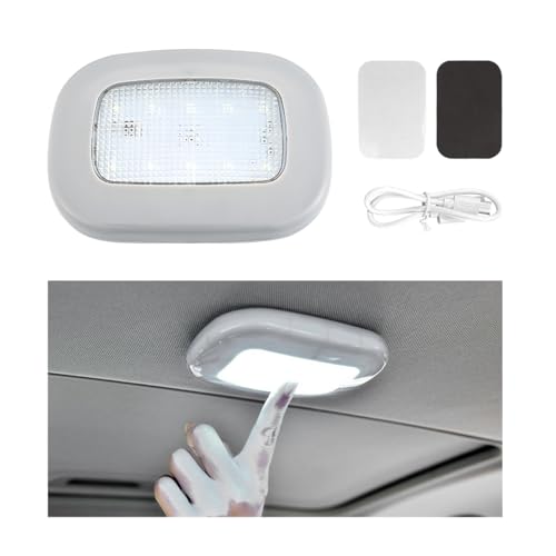 povtii Magnetic Dome Light, Energy-Saving USB Rechargeable Automotive Interior Ceiling Light, Universal Interior Roof Lights with 10 LEDs for Car Boat Truck, Car Accessories (Gray) - color: Gray