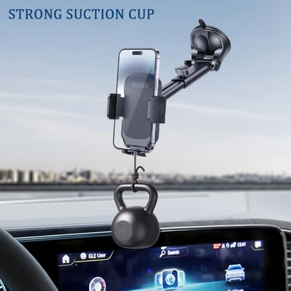 Car Phone Mount, Super Suction Dash Vehicle Dashboard Windshield Window Cellphone Holder, 360° Rotating Automotive Smartphones Cradle Accessories, Universal for SUV, Sedan, Truck (Black) - color: Black
