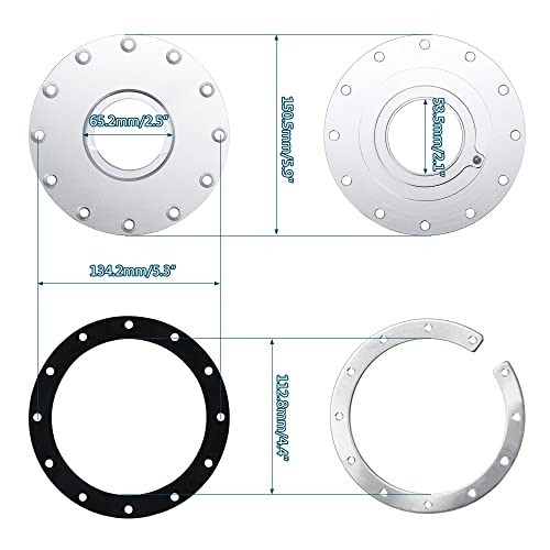 PTNHZ Universal Billet Aluminum Fuel Cell Cap Embedded Auxiliary Oil Tank Cover Flush Mount With 12 Hole Cell Bung and Gasket - size: Embedded Oil Tank Cover