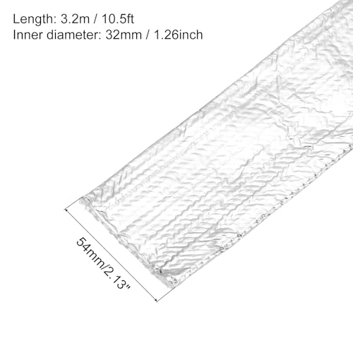 MECCANIXITY Heat Shroud Aluminized Sleeving 1 1/4" ID x 10.5FT Aluminum Metallic Fiberglass Heat Shroud for Fuel Lines Cables Electrical Wiring - size: 1 1/4" ID x 10.5FT